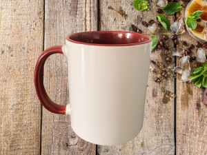 Mug intérieur, anse Bordeaux à personnaliser