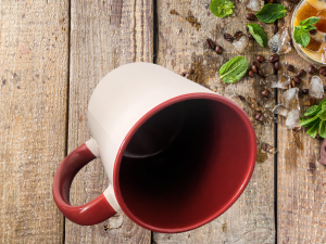 Alternative view of Mug intérieur, anse Bordeaux à personnaliser