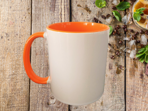 Mug intérieur, anse orange à personnaliser