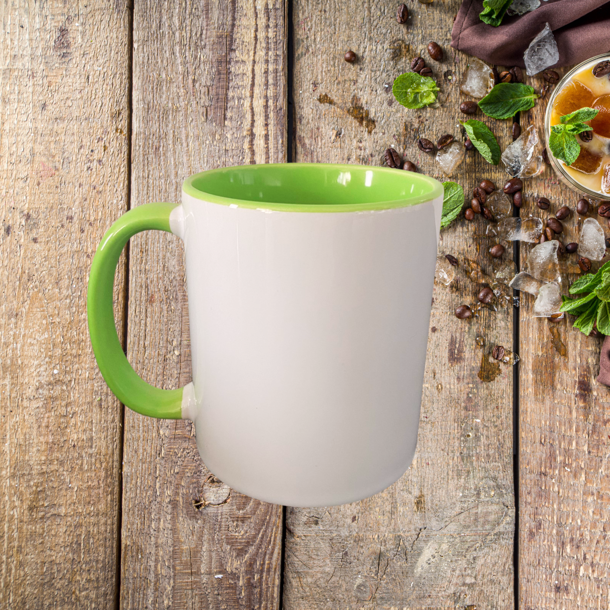 Mug intérieur, anse vert clair à personnaliser