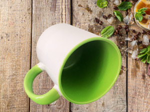 Alternative view of Mug intérieur, anse vert clair à personnaliser