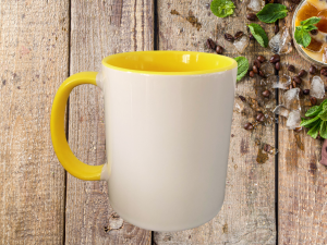 Mug intérieur, anse jaune à personnaliser
