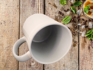 Alternative view of Mug intérieur, anse gris clair à personnaliser