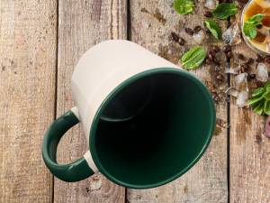 Alternative view of Mug intérieur, anse vert foncé à personnaliser