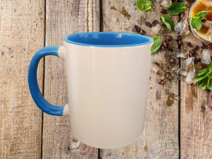 Mug intérieur, anse bleu à personnaliser