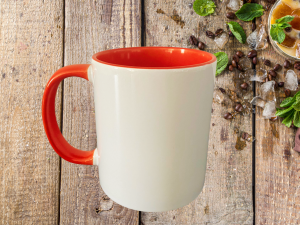 Mug intérieur, anse rouge à personnaliser