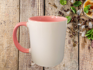 Mug intérieur, anse rose à personnaliser