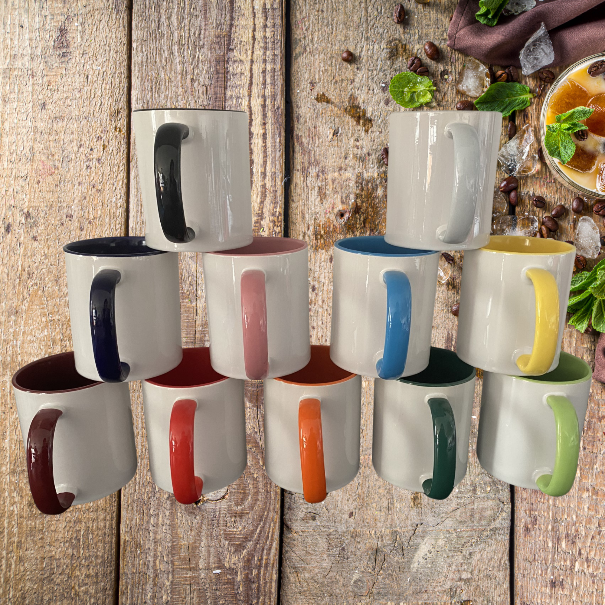 Mug intérieur, anse vert foncé à personnaliser – Image 3