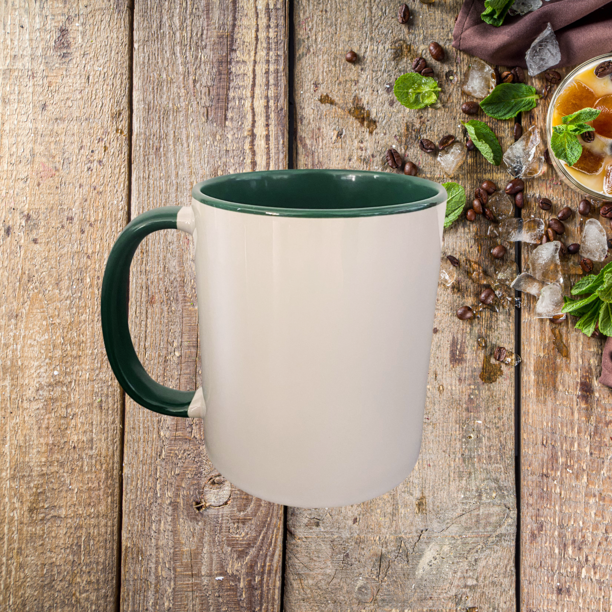 Mug intérieur, anse vert foncé à personnaliser