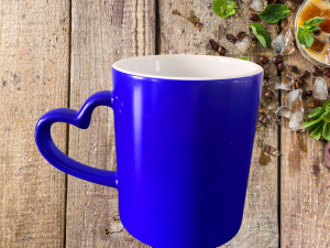 Mug magique poignée cœur bleu