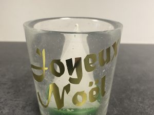 Bougie sapin dans son pot en verre