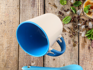 Alternative view of Mug bleu avec sa propre cuillère